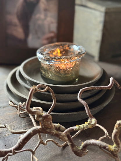 Stapel bordjes van vergrijsd hout-set van 4 stuks