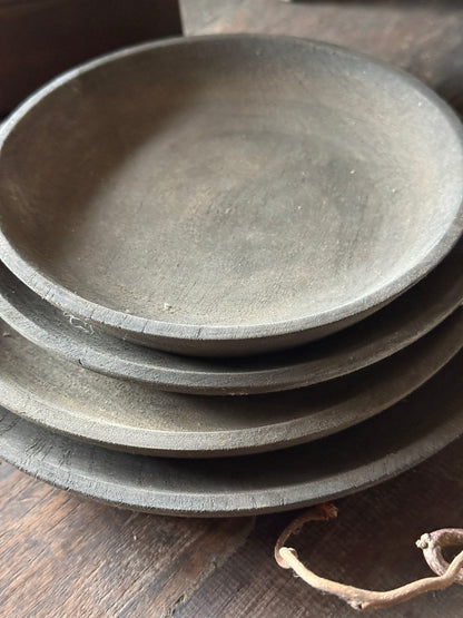 Stapel bordjes van vergrijsd hout-set van 4 stuks
