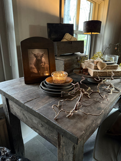 Stapel bordjes van vergrijsd hout-set van 4 stuks