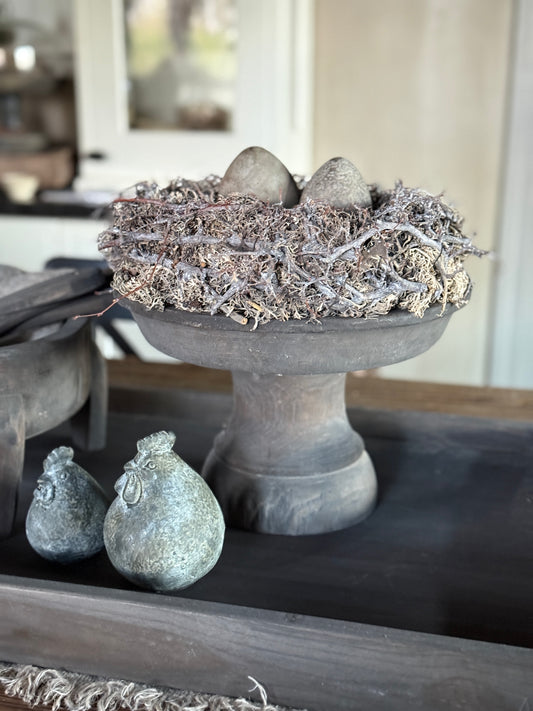 Plateau op voet – vergrijsd hout - verkrijgbaar in 2 maten