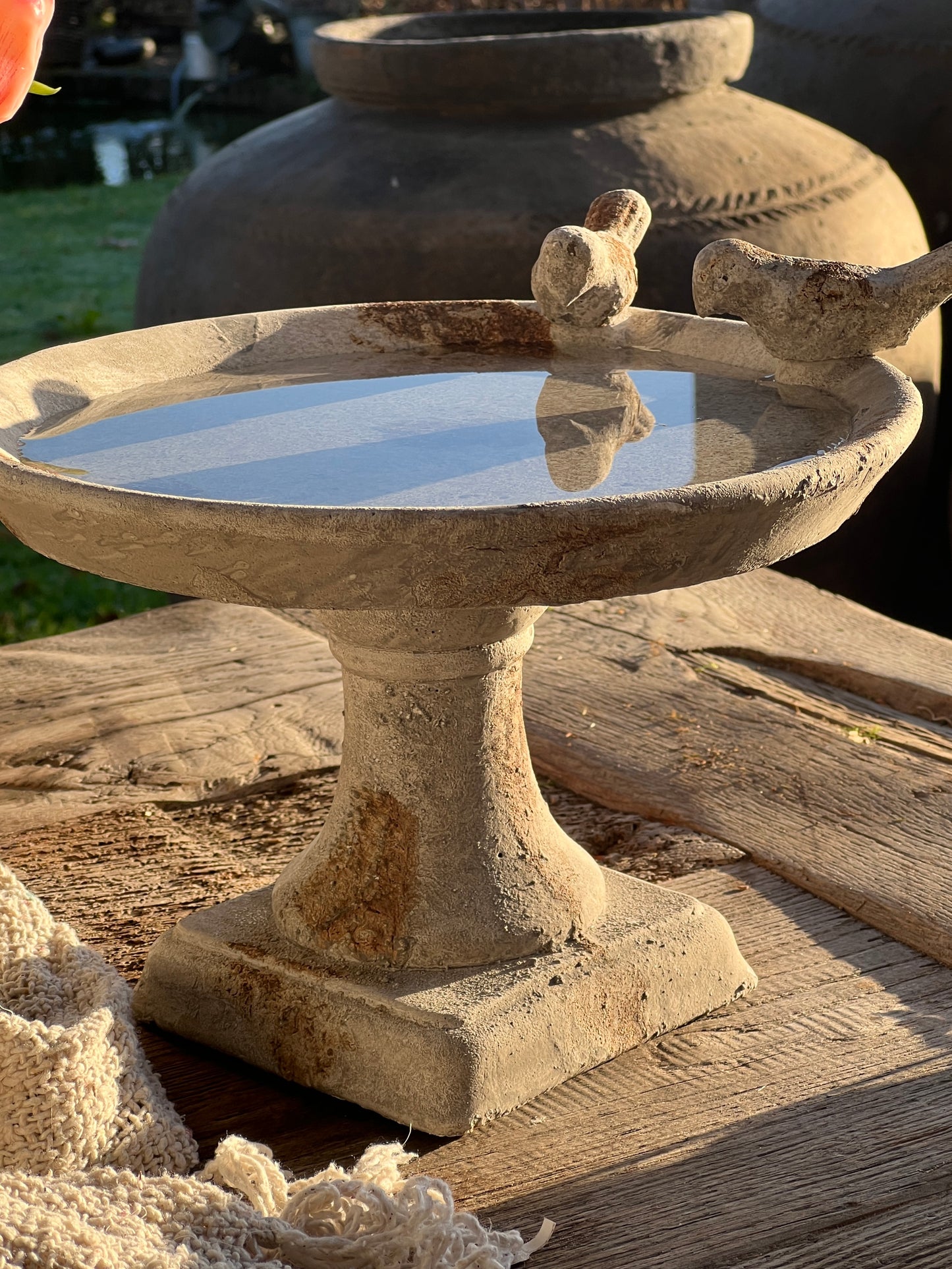 Bird drinking trough on foot