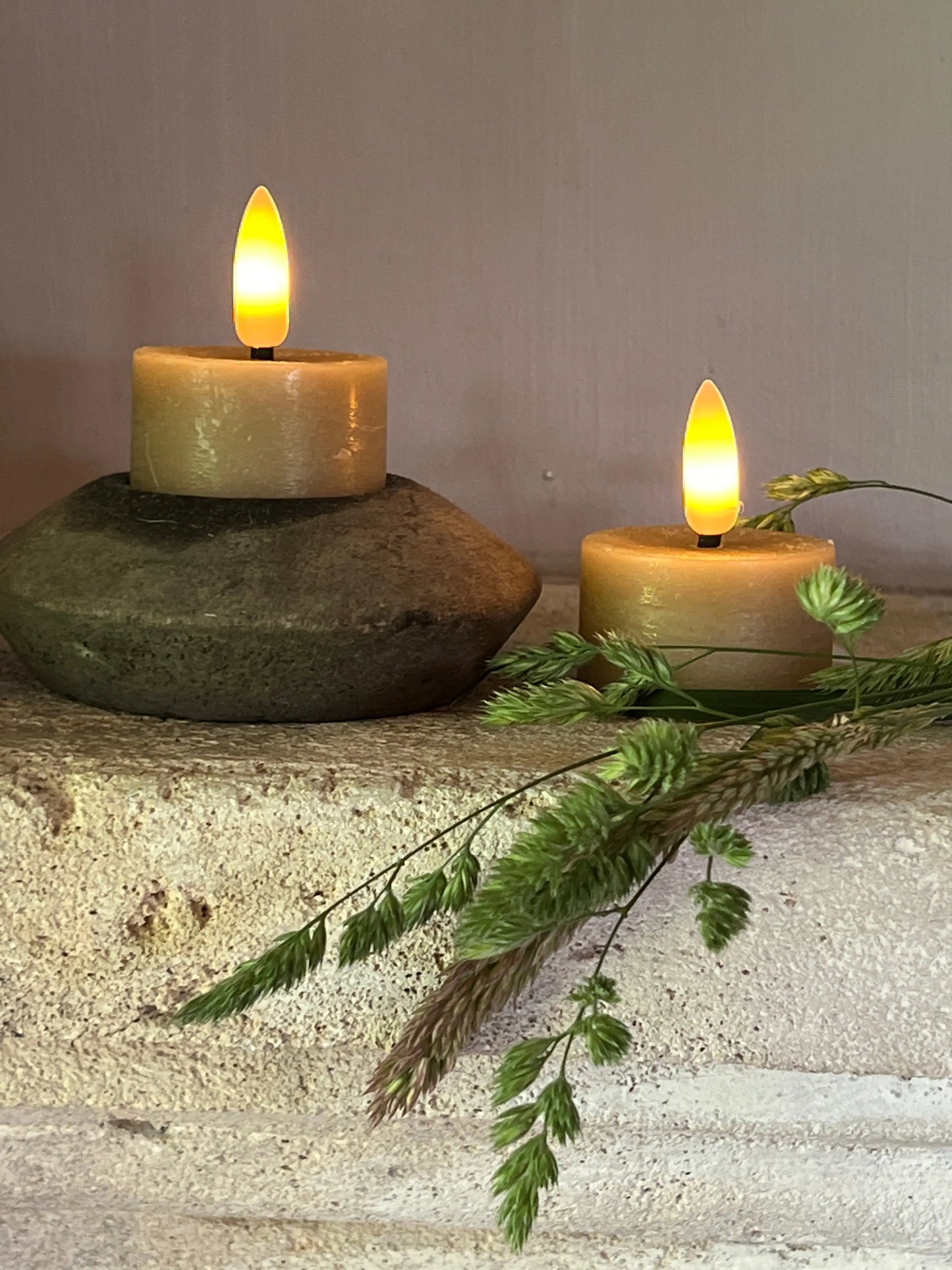 Tealight LED Taupe 2 cm, Countryfield, Set of 2 pieces