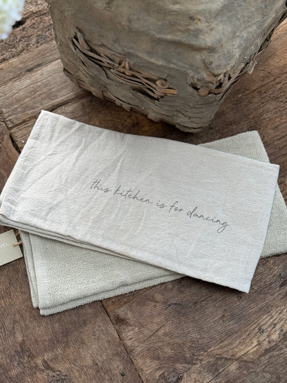 Theedoek en Handdoek,  Set  van 2 stuks met opdruk