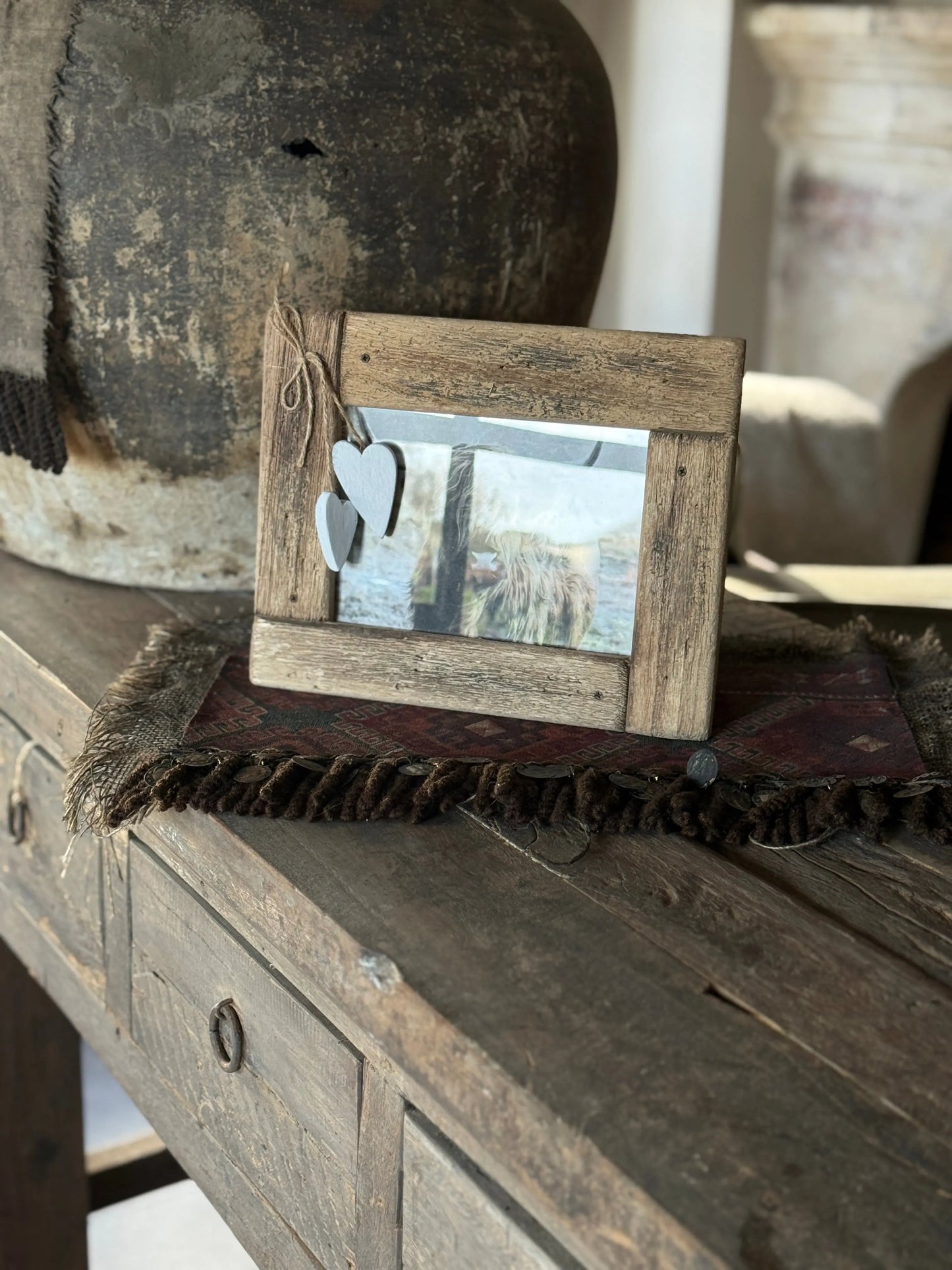 Fotorahmen Treibholz mit Herzen
