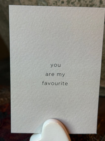 Kaartje met Hartje Houder – “You are my favourite” – Keramiek