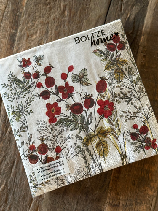 Papieren Servetten Veldbloemen Rood