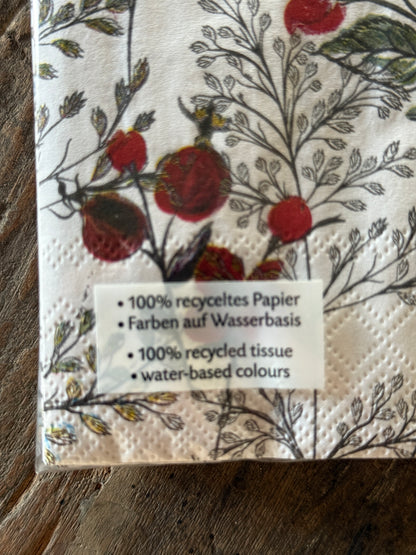 Papieren Servetten Veldbloemen Rood