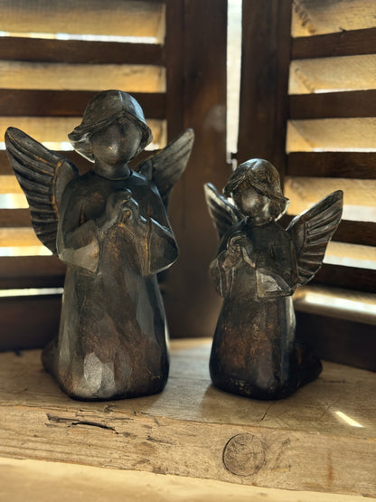 Wooden Angel Kneeling – Dark Gray/Brown – Size S &amp; M