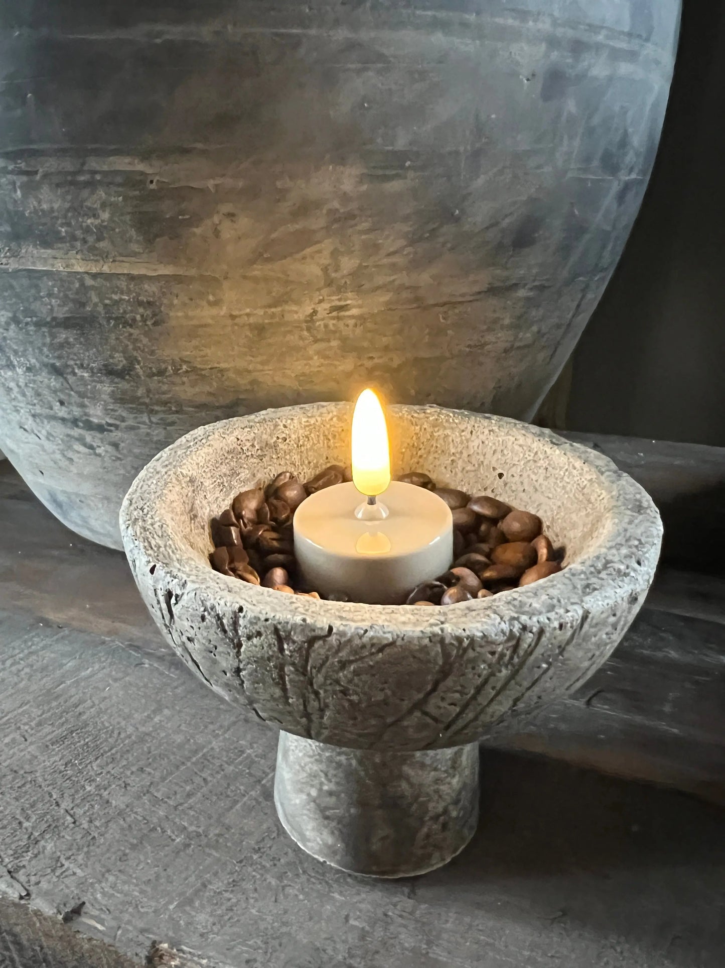 Tea light LED 1 cm. Taupe Countryfield, set of 2