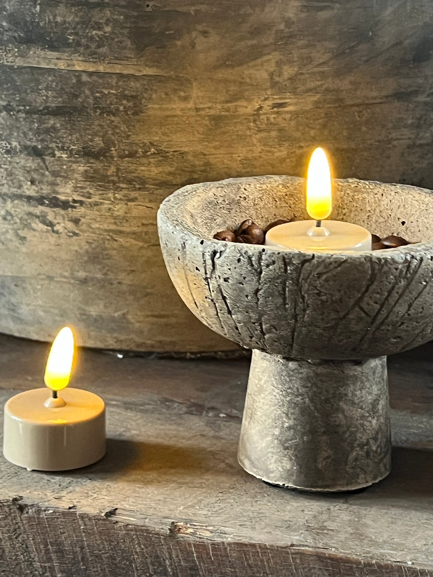 Tea light LED 1 cm. Taupe Countryfield, set of 2