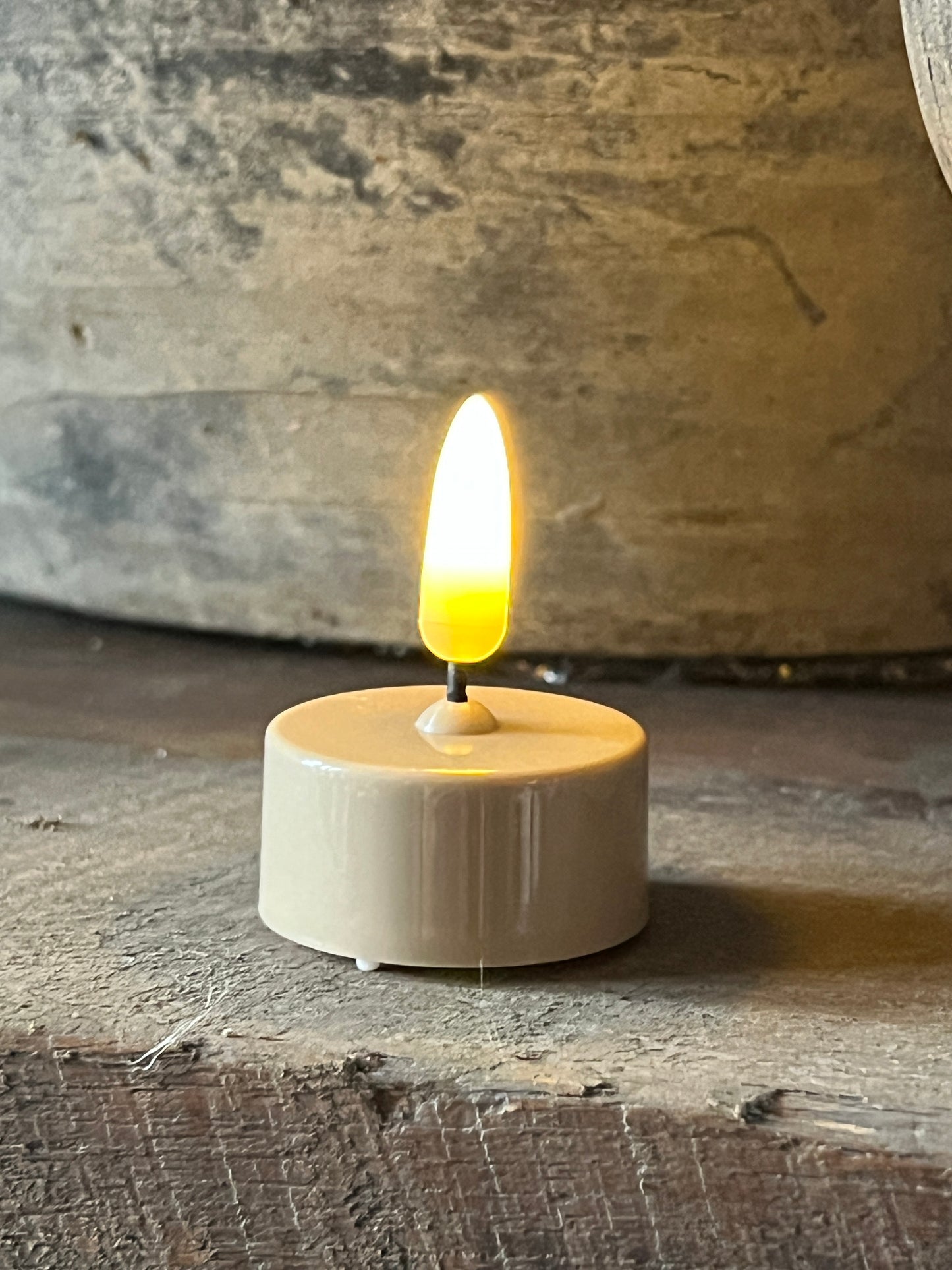 Tea light LED 1 cm. Taupe Countryfield, set of 2