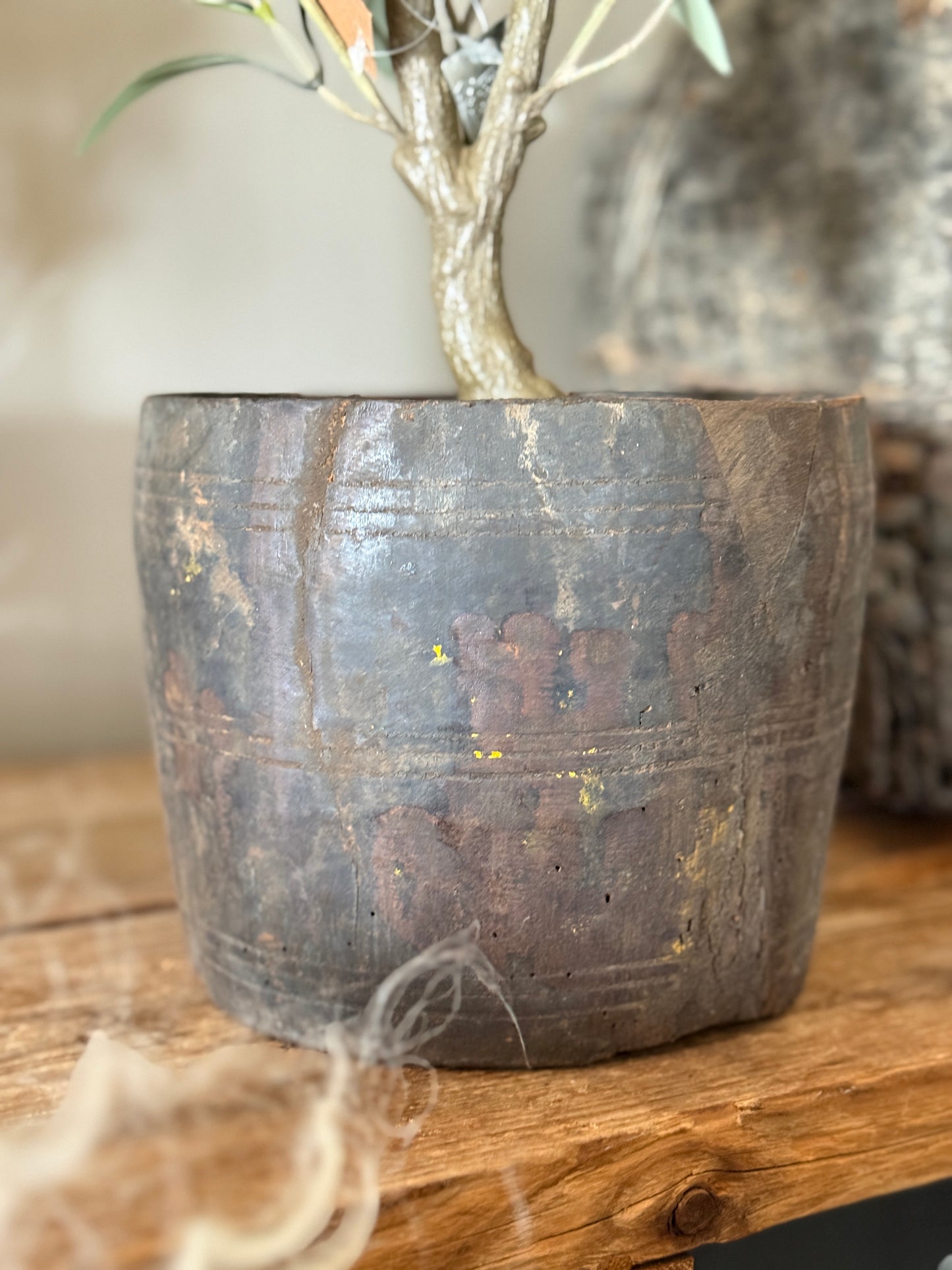 Oude Houten Pot uit India (15 x 19 cm)