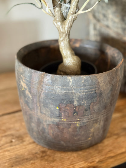 Oude Houten Pot uit India (15 x 19 cm)