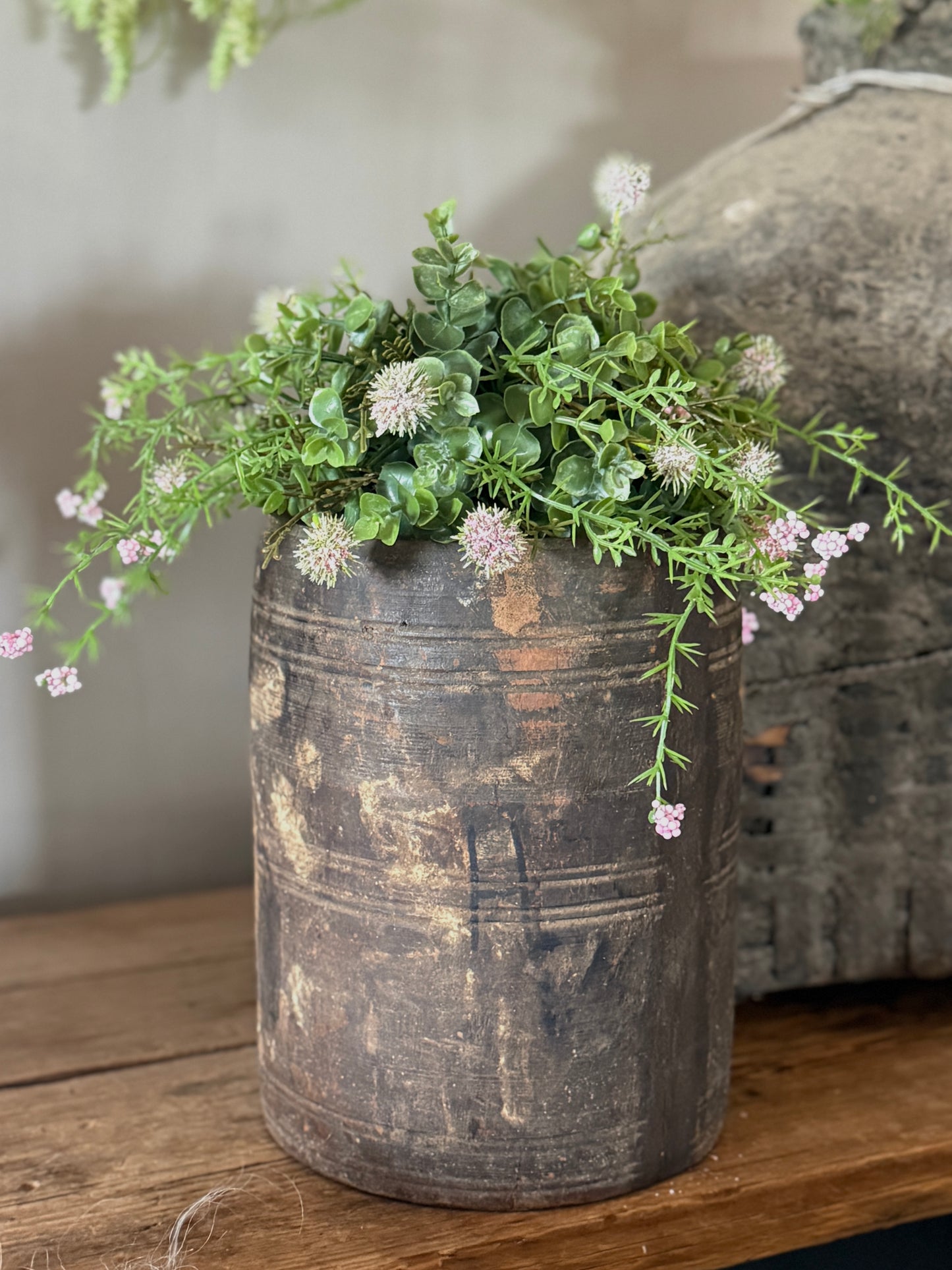 Oude Houten Pot uit India (24 x 18 cm)