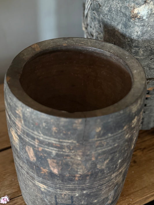 Oude Houten Pot uit India (24 x 18 cm)