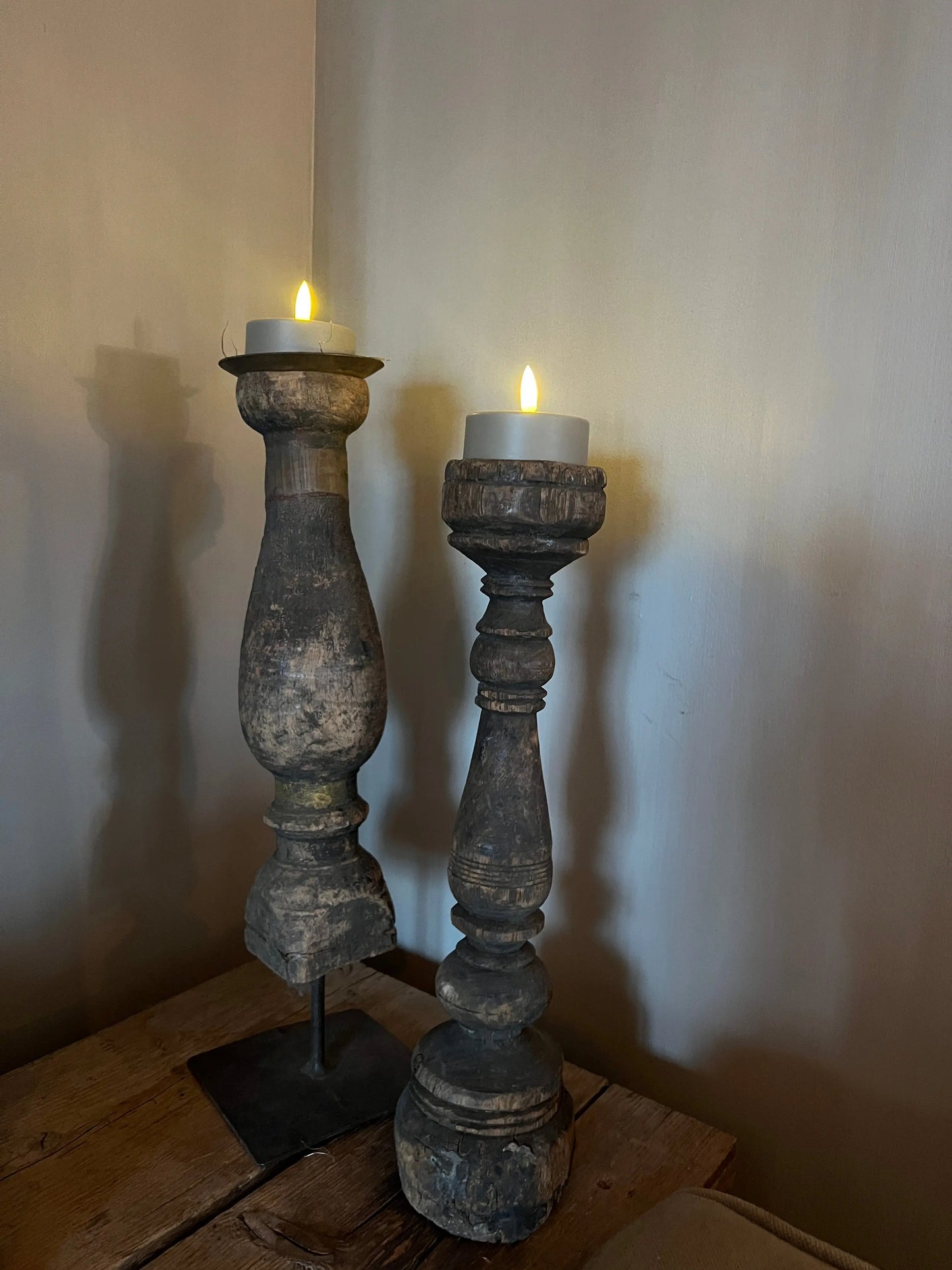Tealight Maxi LED Taupe, Countryfield set of 2 pieces