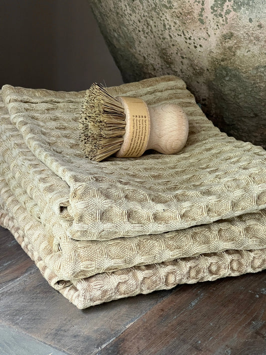 Keukendoek wafel, beige-oker