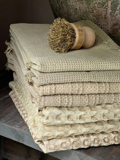 Kitchen towel waffle, beige-ochre