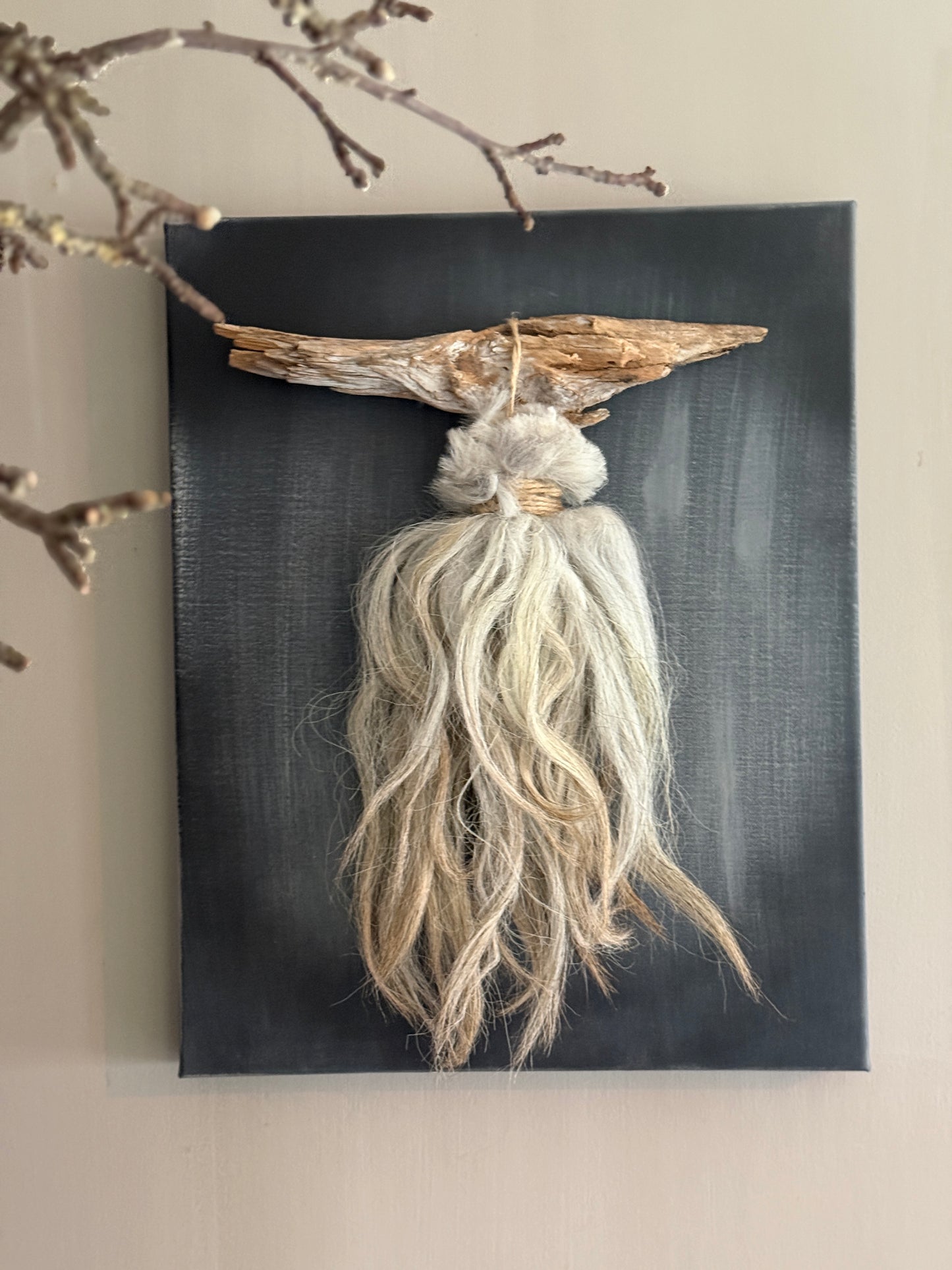 Wall panel with sheepskin tassel (LH3)