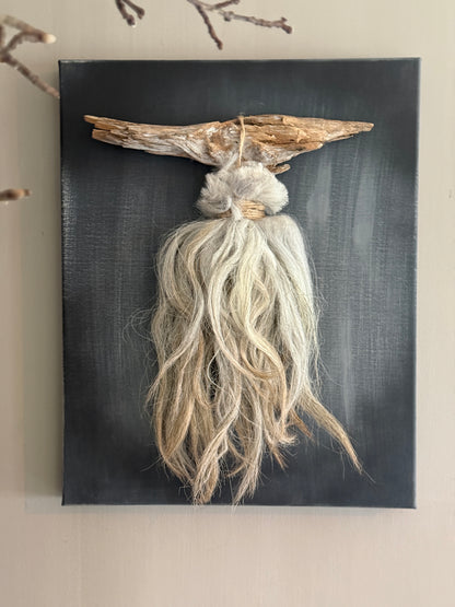 Wall panel with sheepskin tassel (LH3)