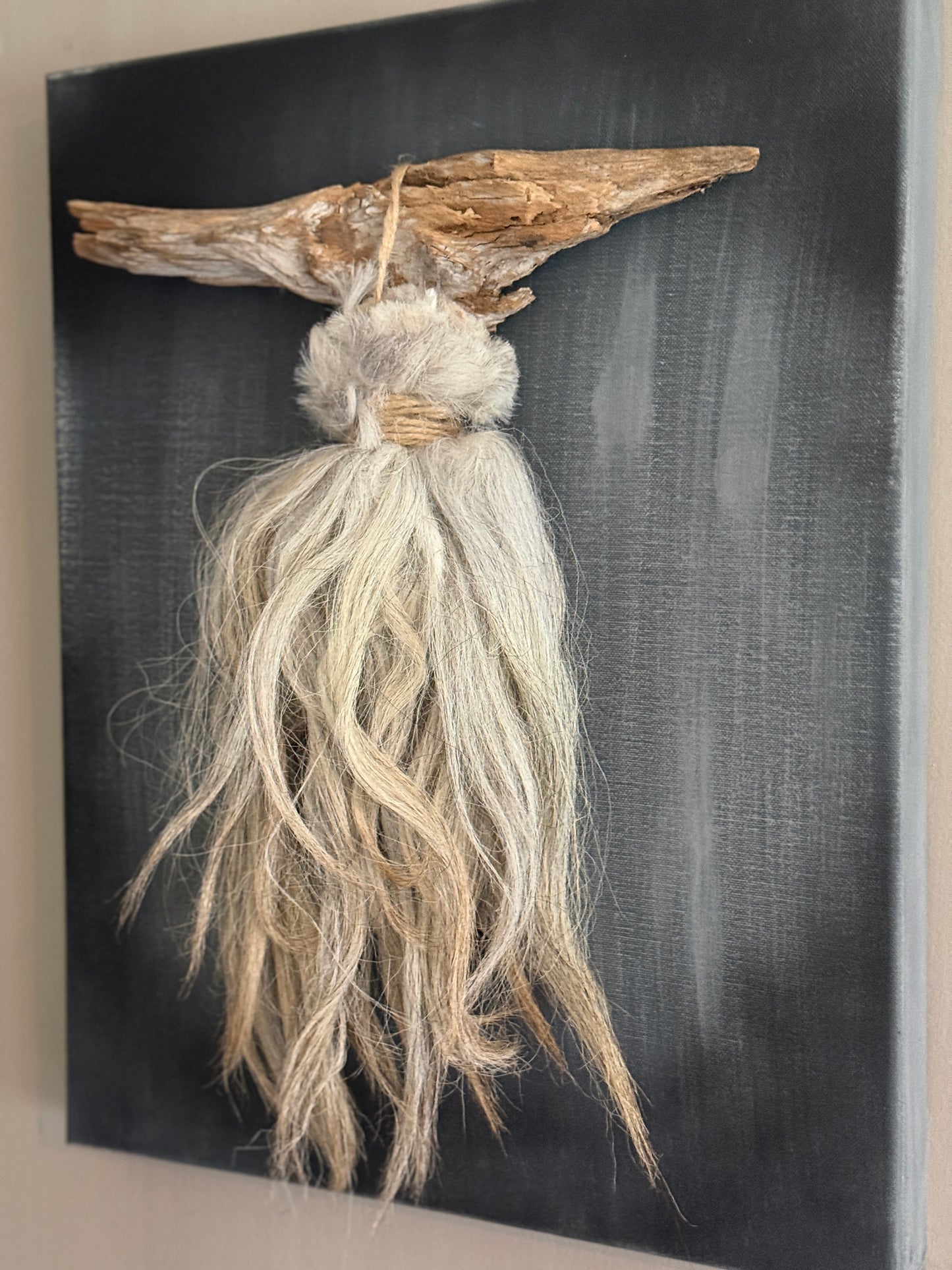 Wall panel with sheepskin tassel (LH3)