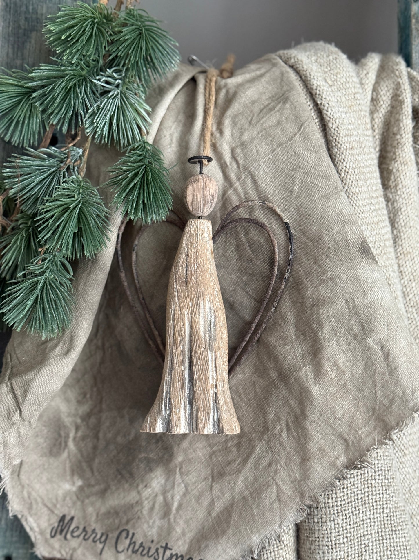 Hanging Driftwood Angel with Wire Wings