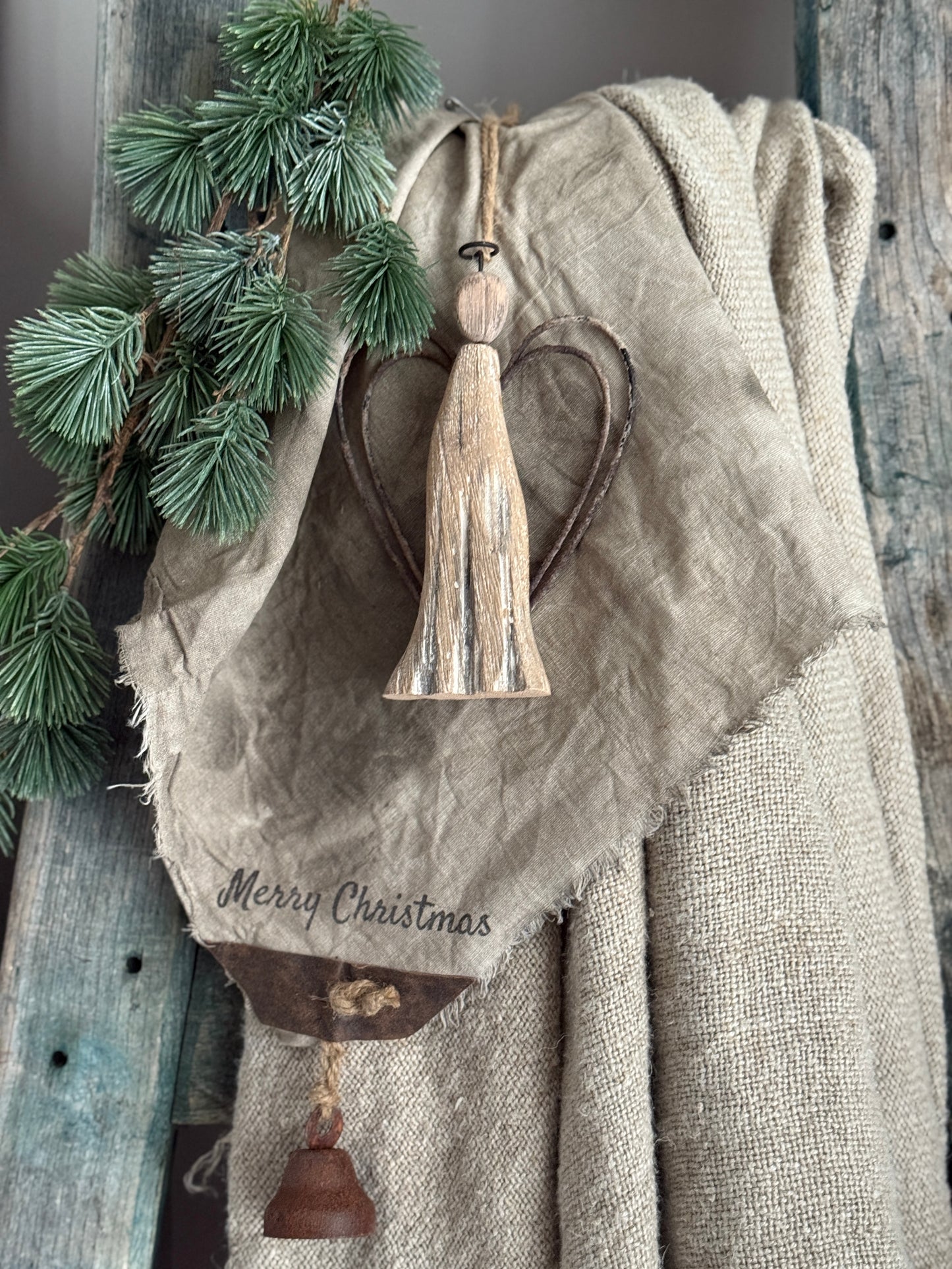 Hanging Driftwood Angel with Wire Wings