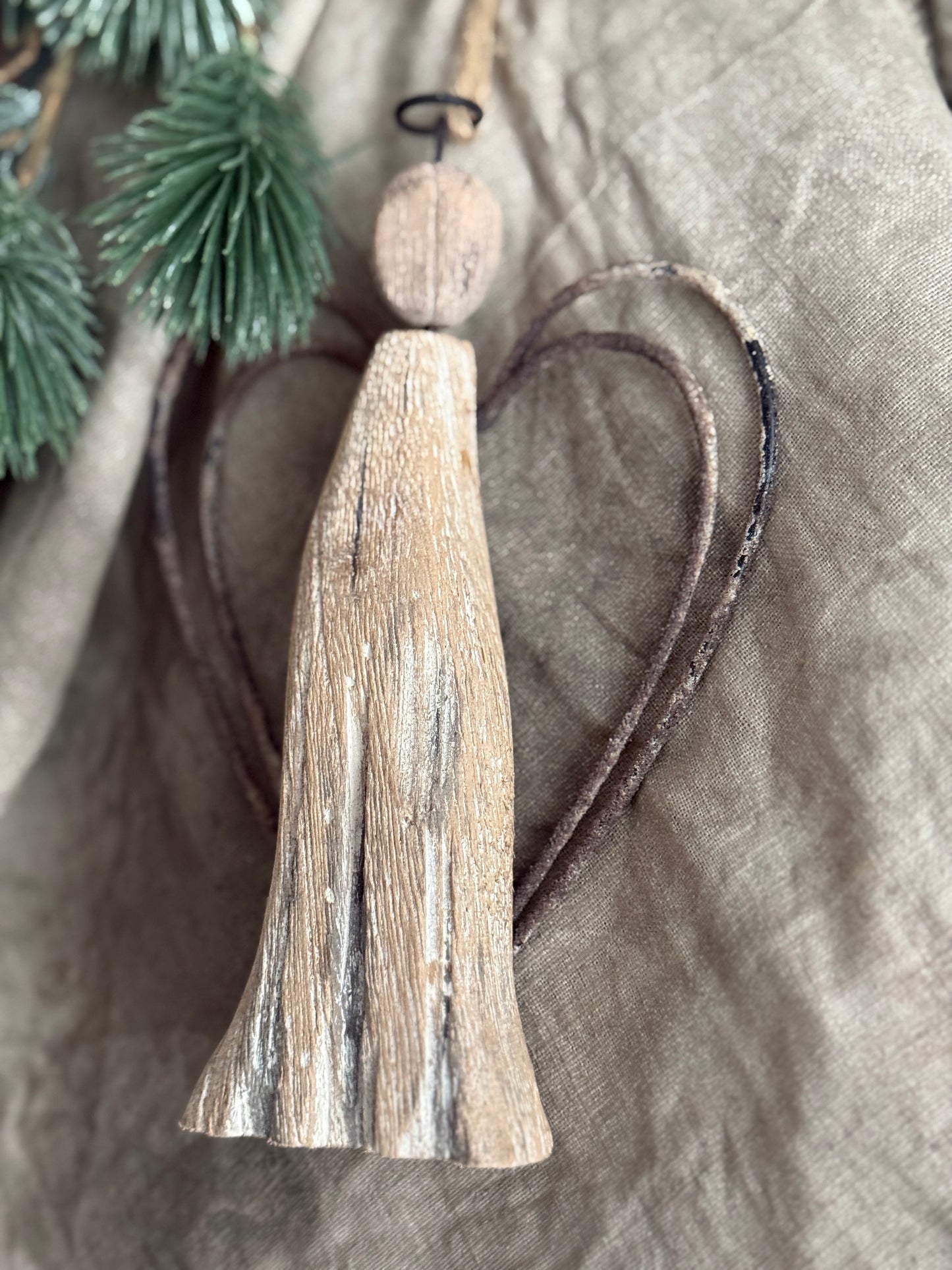 Hanging Driftwood Angel with Wire Wings