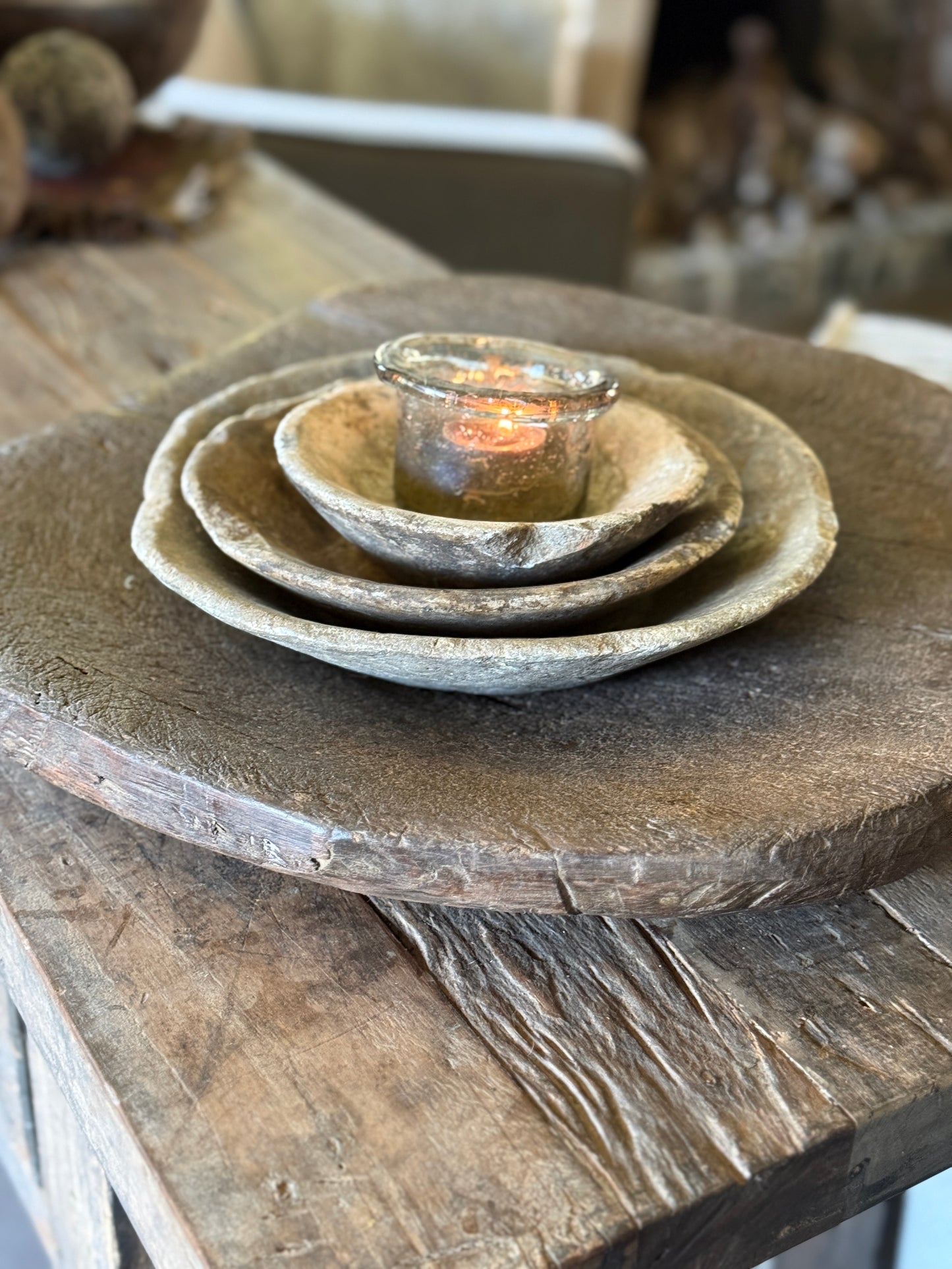 Old marble bowls from India – unique and atmospheric (3 sizes)