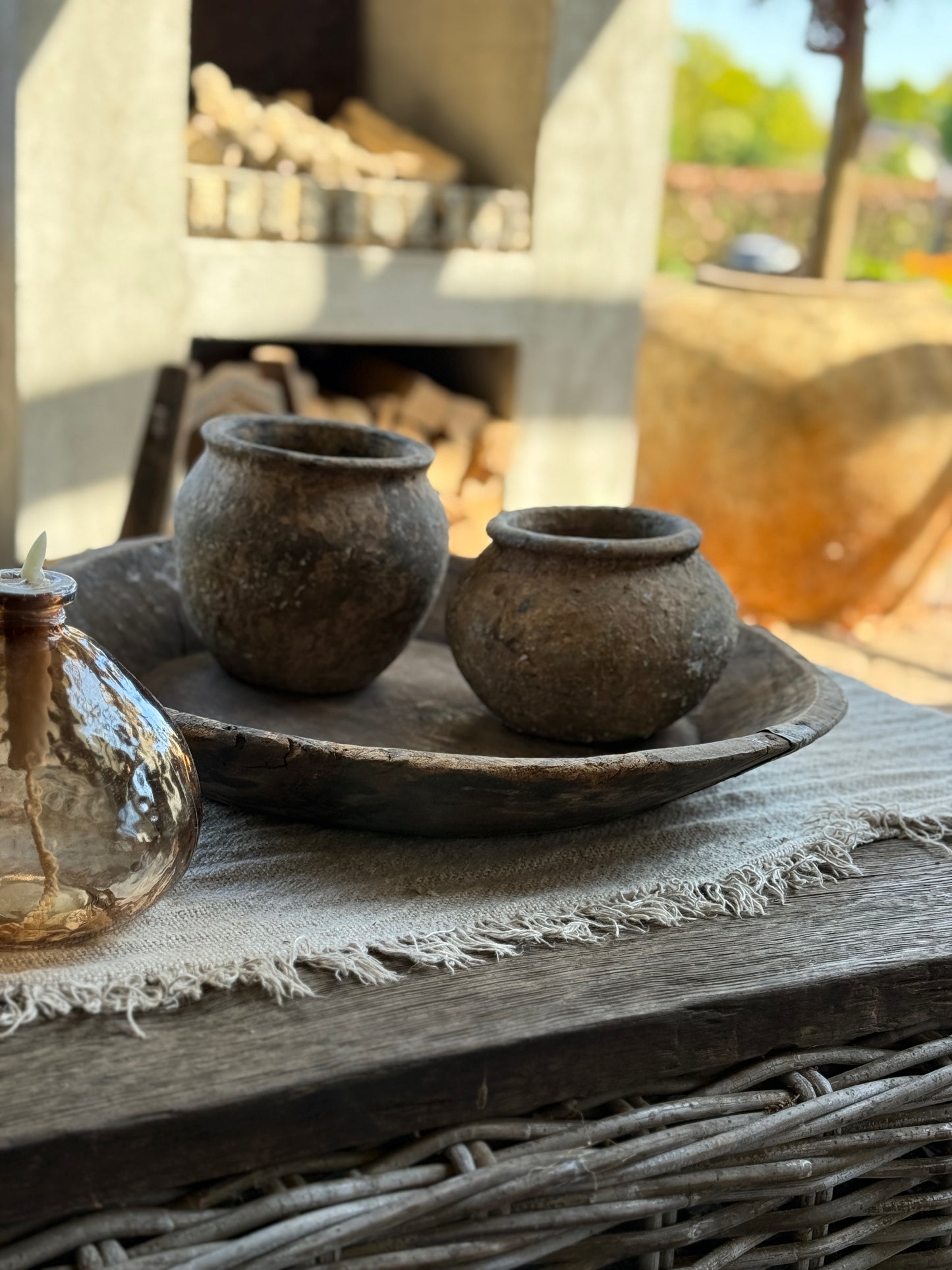 Unique old pitcher from Be-Uniq from India – weathered brown (LH04)) Left in the picture