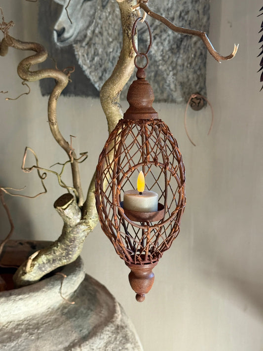 Rusted Hanging Ornament for Tealight (30x10 cm)