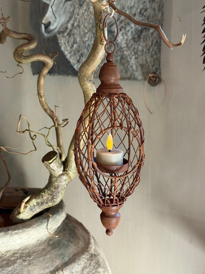 Verrostetes Hängeornament für Teelicht (30x10 cm)