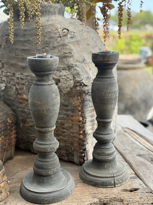 Kandelaar Baluster – Donker Grijs/Zwart | 42 cm