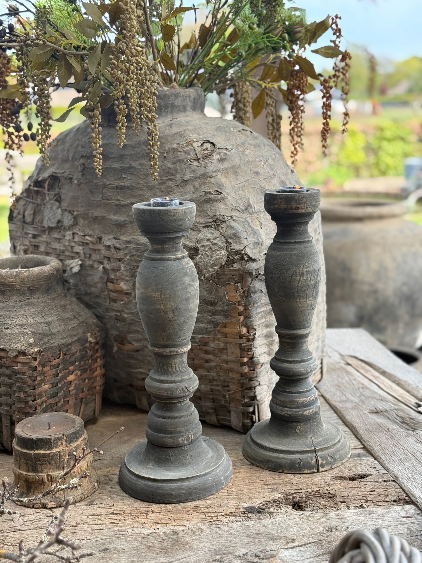 Candlestick Baluster – Dark Grey/Black | 42 cm