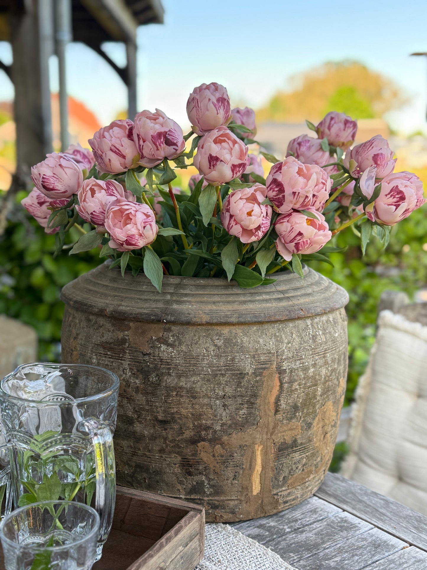 Artificial peony - half-open bud,