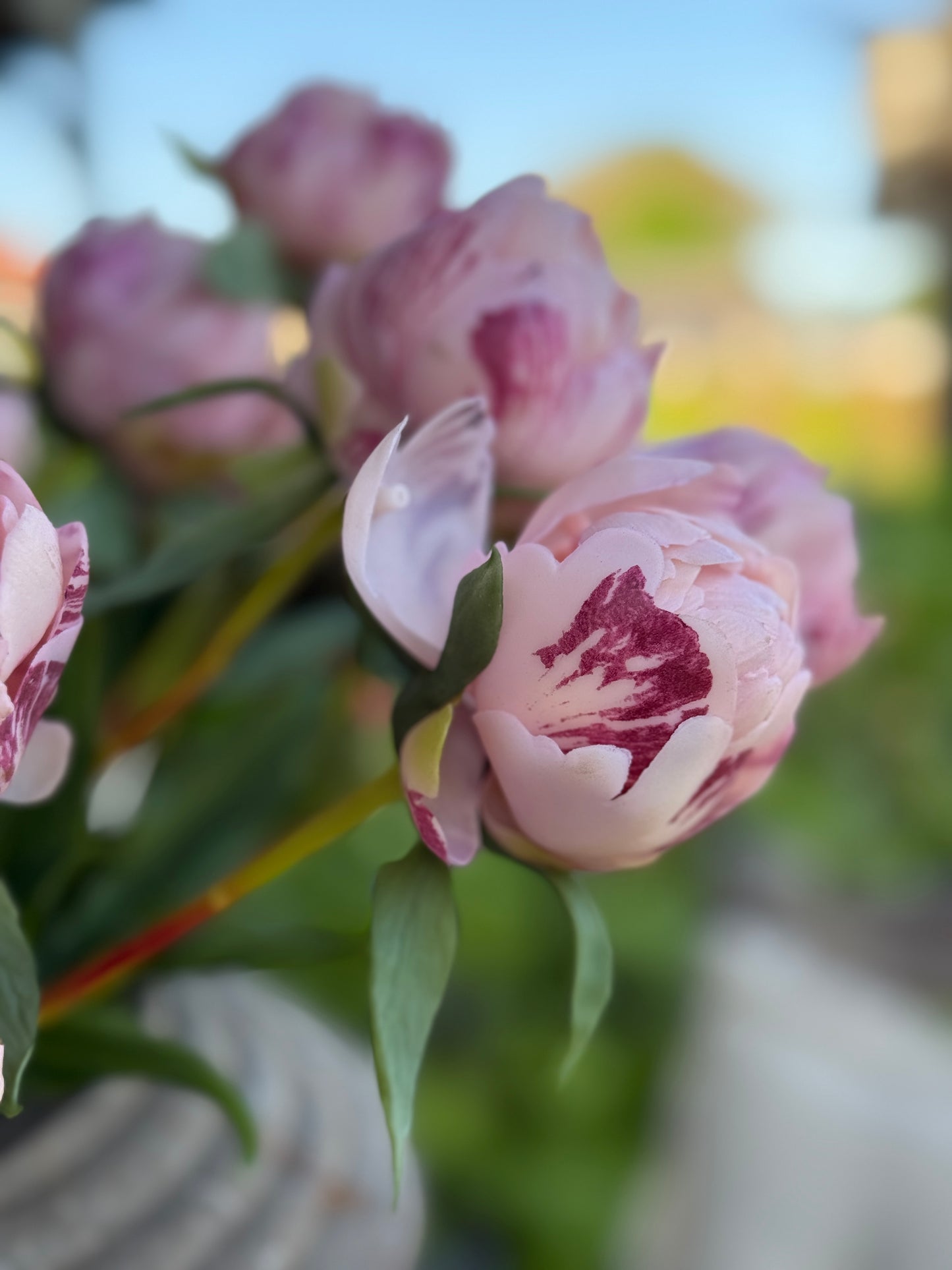 Artificial peony - half-open bud,