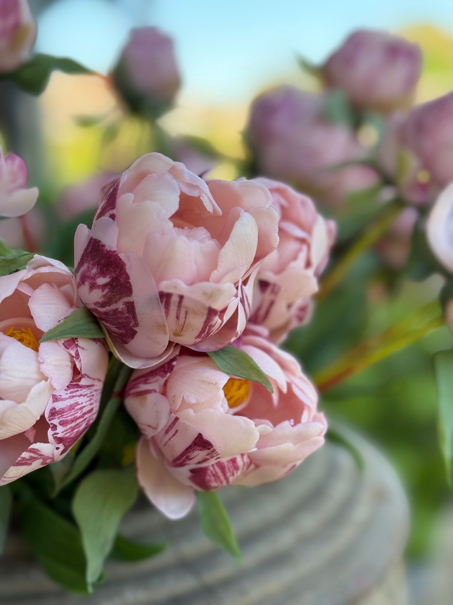 Artificial peony - half-open bud,