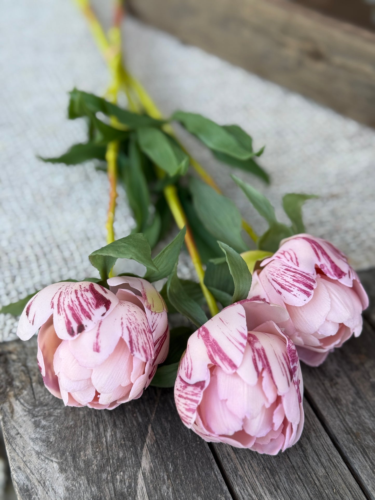 Artificial peony - half-open bud,