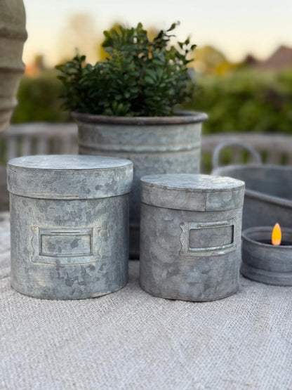 Zinc storage jar with lid