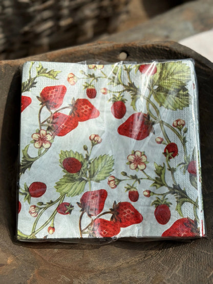 Gift set strawberry – napkins and tea lights