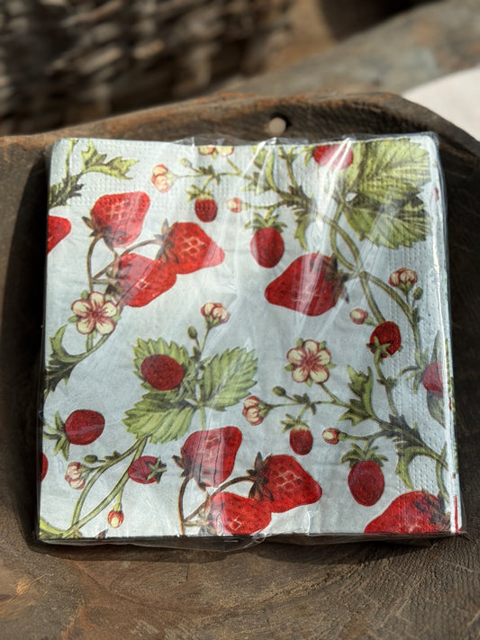 Cadeauset aardbei – servetten en waxinelichtjes