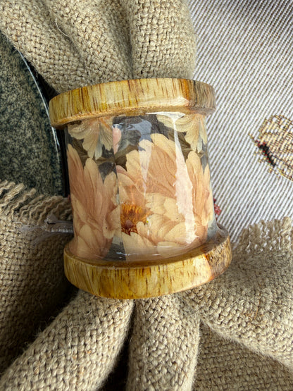 Servetring bloem – hout met bloemenprint