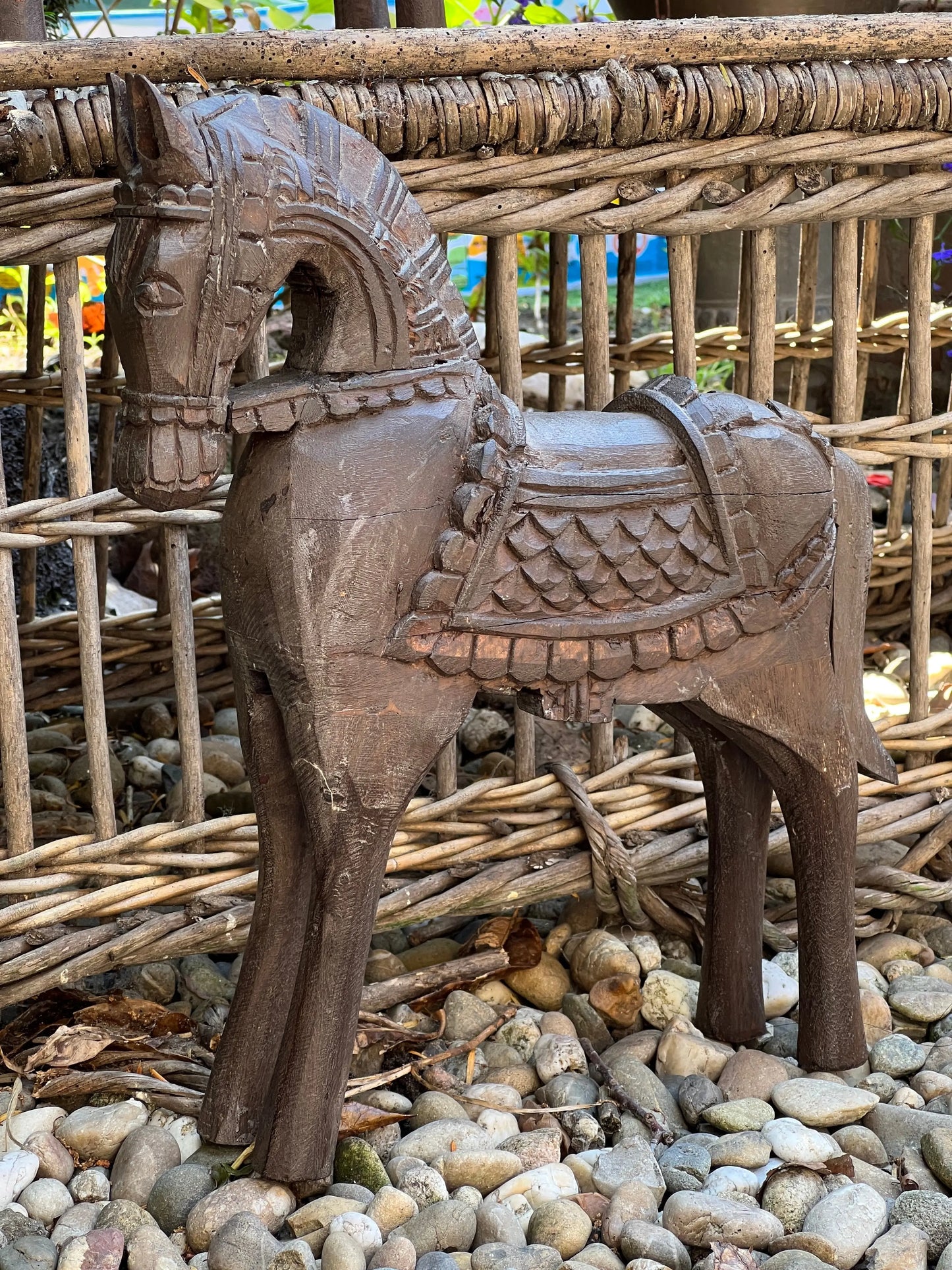 Wooden horse carved