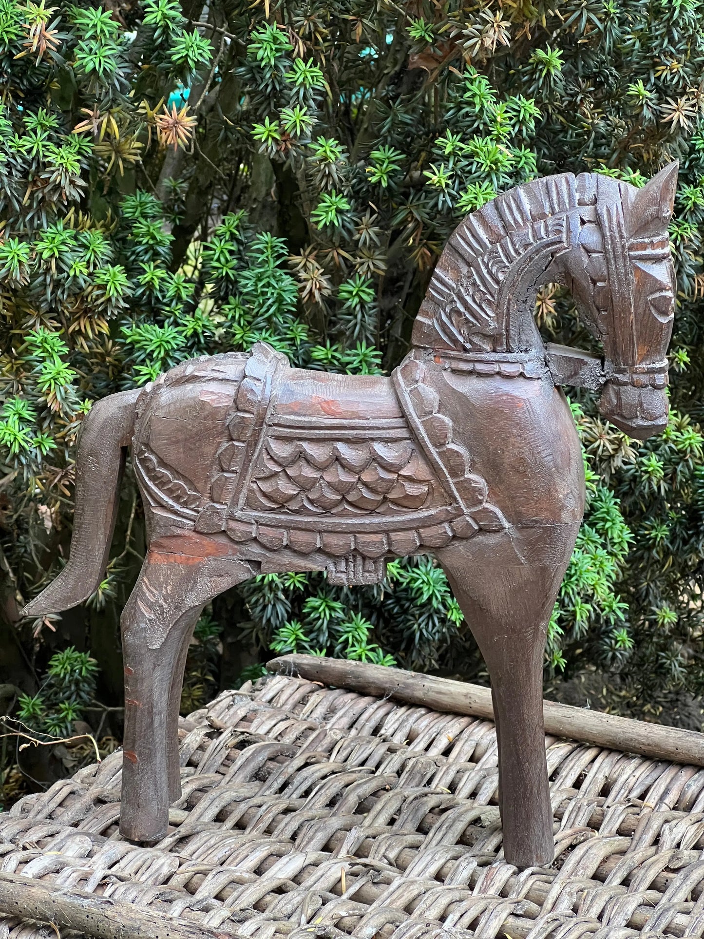 Wooden horse carved