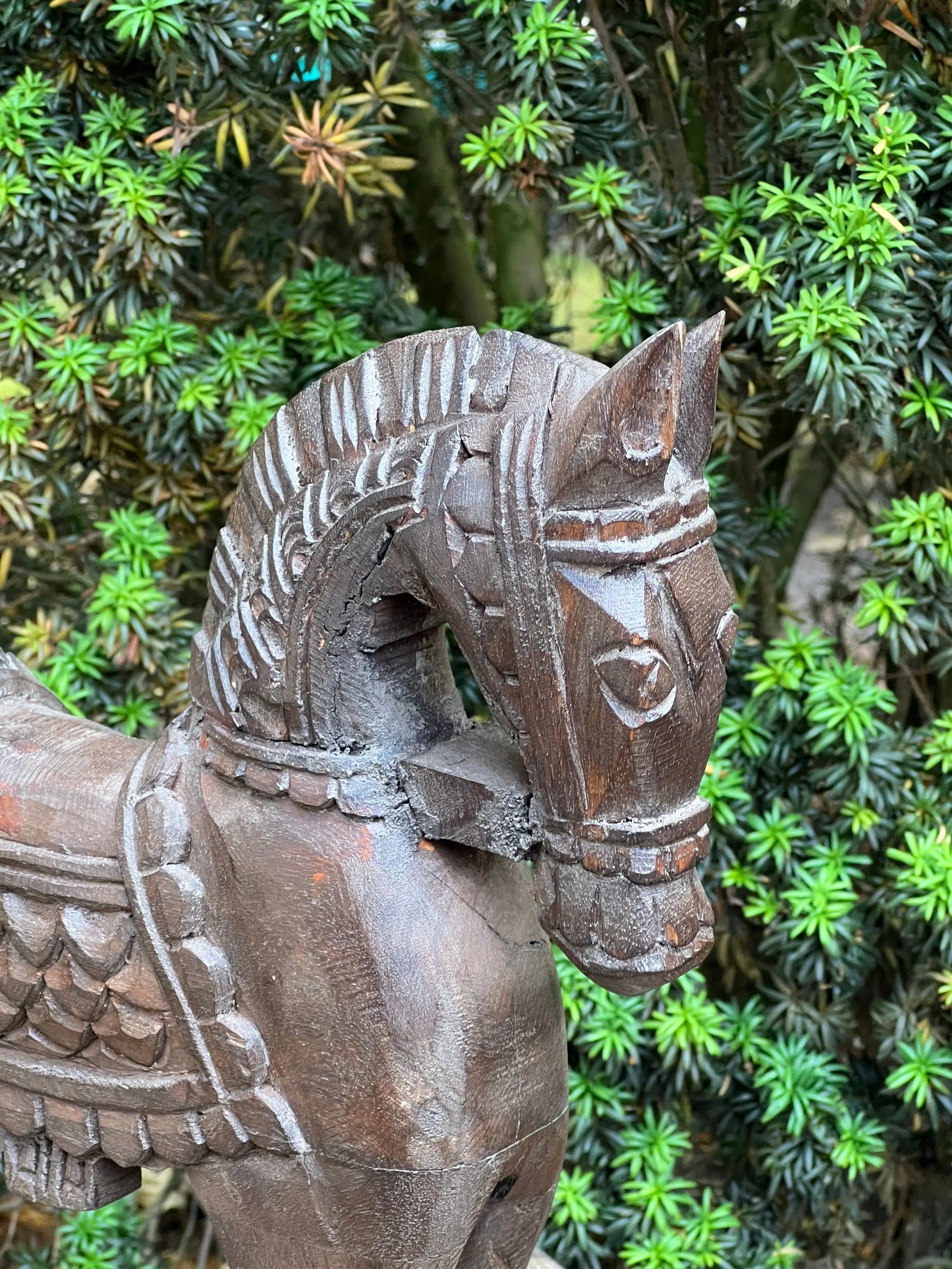 Wooden horse carved