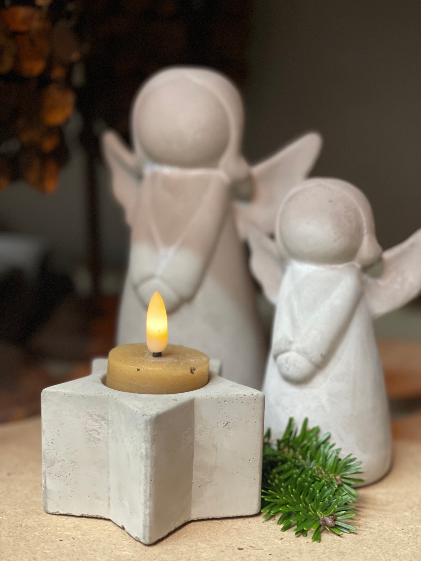 Star concrete candle holder