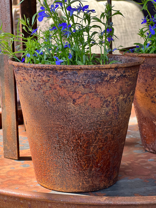 Rusted flower pot, available in S and M