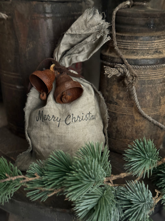 Decorative Christmas bag with 2 bells
