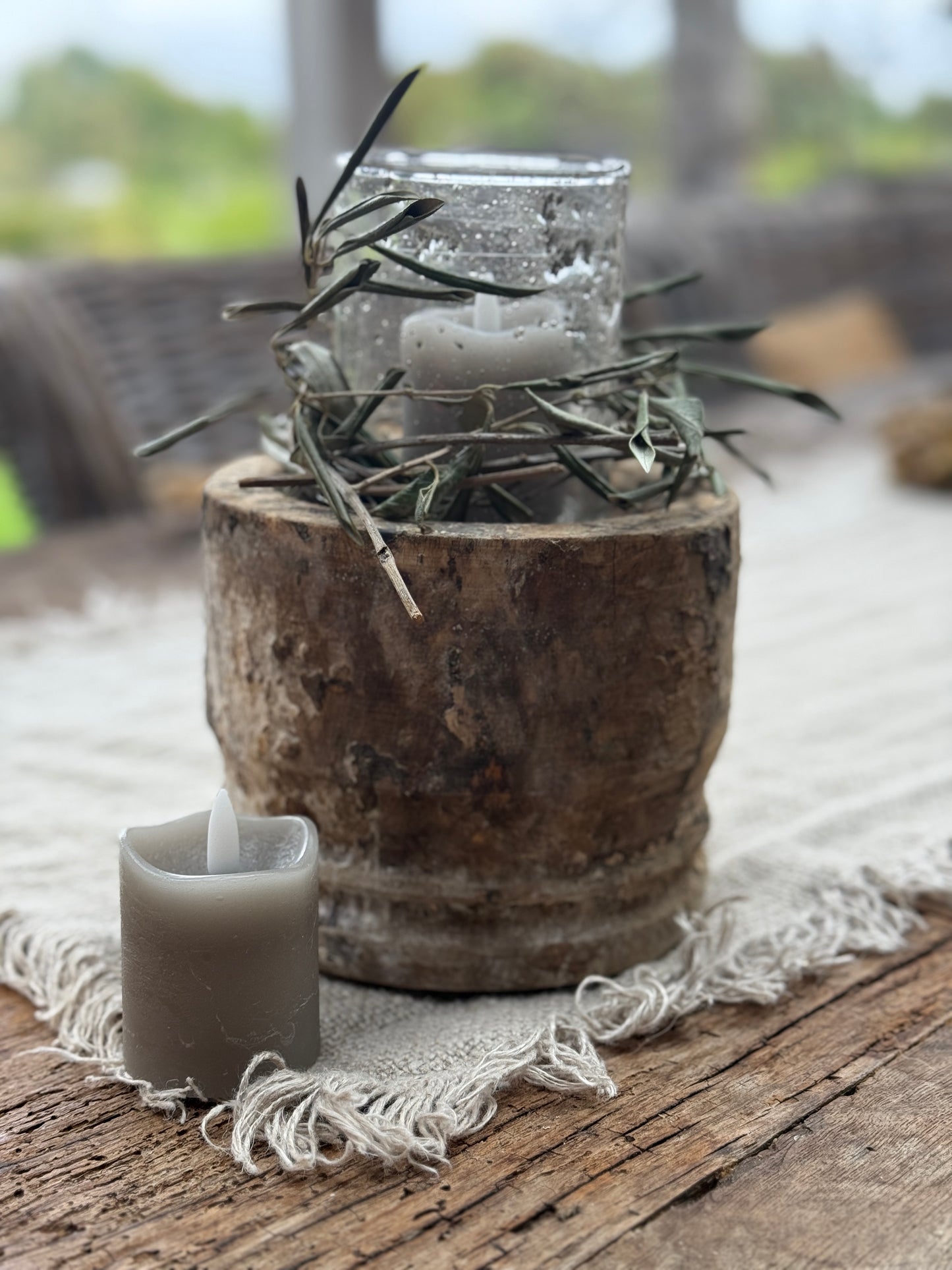 6cm Grey Countryfield LED Tealight. Set of 2.