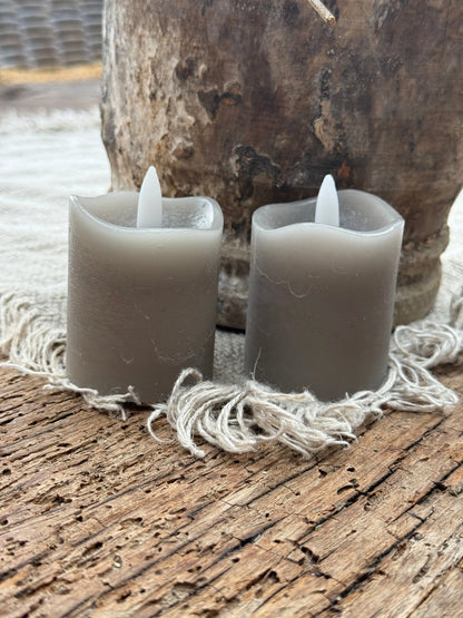 LED Tealight 6cm high, Grey Countryfield. Set of 2